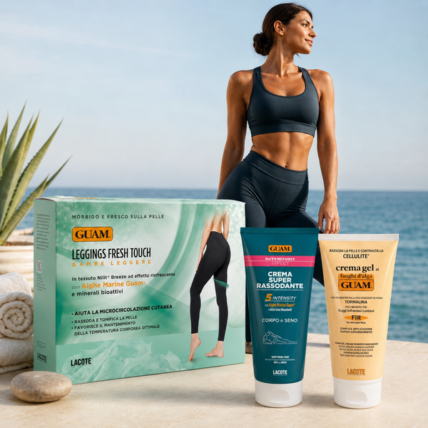 GUAM anti-cellulite seaweed body care products, including Leggings Fresh Touch, firming cream and body gel available at ePharmaCY Cyprus