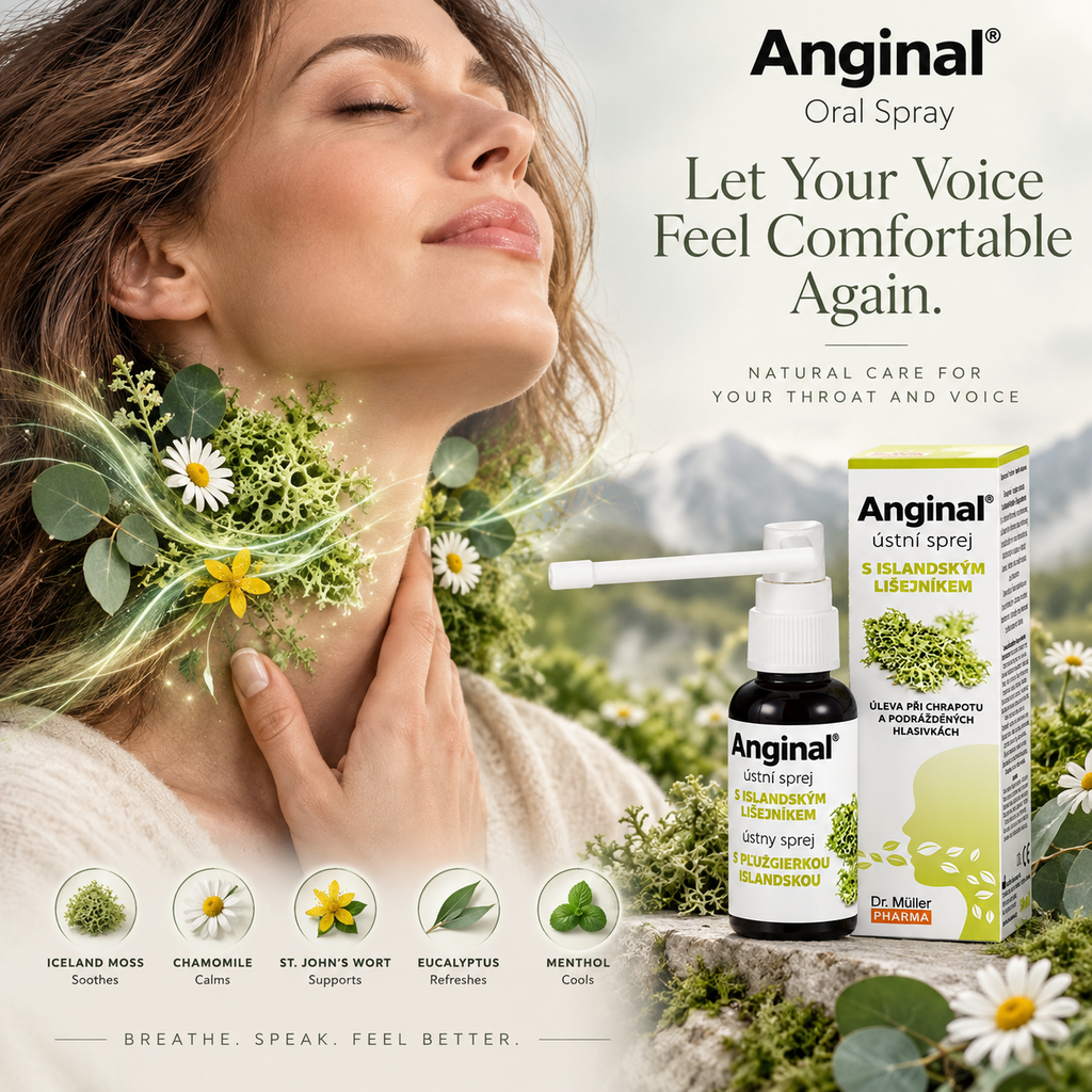 Antique White Dr. Muller Anginal Oral Spray with Iceland Moss, 30 ml