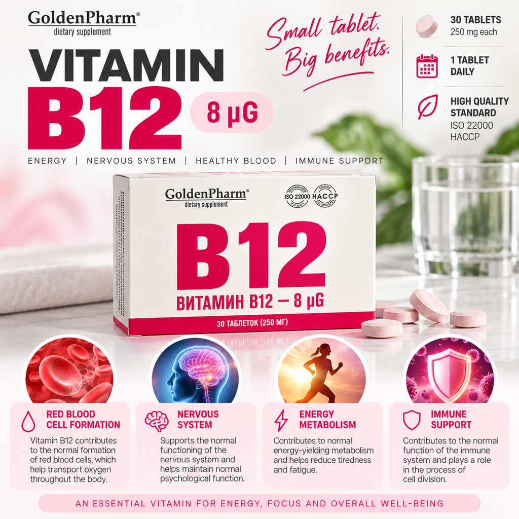 Misty Rose Vitamin B12 - 8mg (30 tabs)