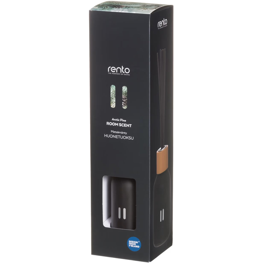 Rento product packaging with a black box featuring brand name and product details.