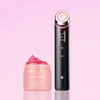 Medicube Collagen Jelly Cream jar  Beauty device and cream container on a pink background