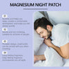 Man sleeping with magnesium night patch advertisement showing benefits and usage.