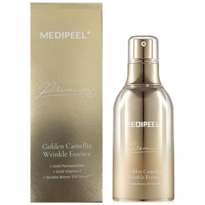 Medipeel Golden Camellia Wrinkle Essence bottle and packaging on a white background