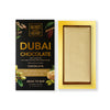 Dubai Chocolate packaging with a bar of chocolate on a white background