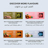 Promotional graphic for milk chocolate covered dates with various flavors and packaging designs.