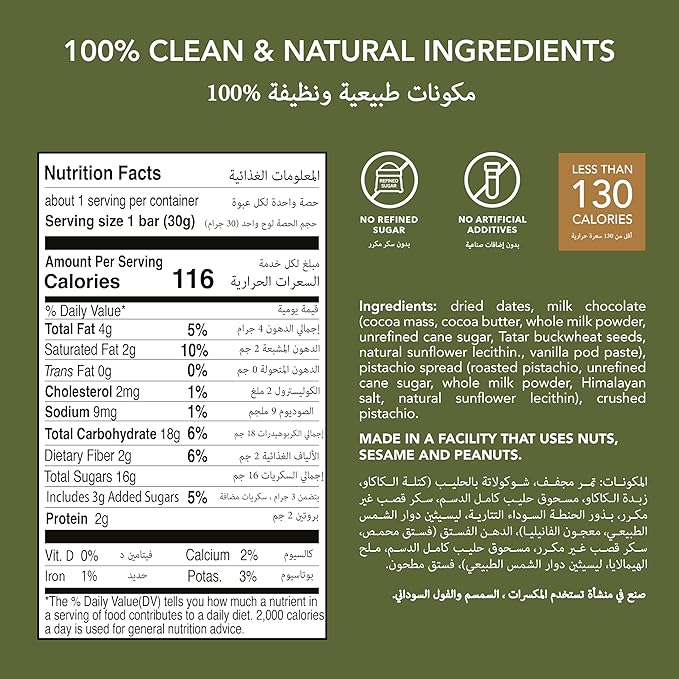 Nutrition label with clean and natural ingredients on a green background nature's own factory