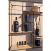 Display of Rento products on a wooden shelf with glass panels.