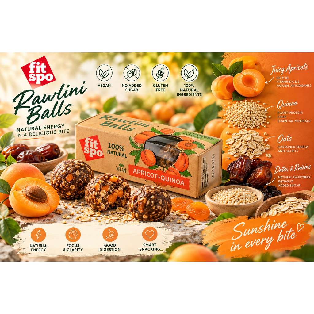Antique White FITSPO RAW VEGAN BALLS — APRICOT & QUINOA
