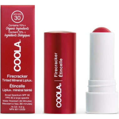White Smoke ORGANIC -COOLA Mineral Liplux® Organic Tinted Lip Balm Sunscreen SPF 30 ( Firecracker )