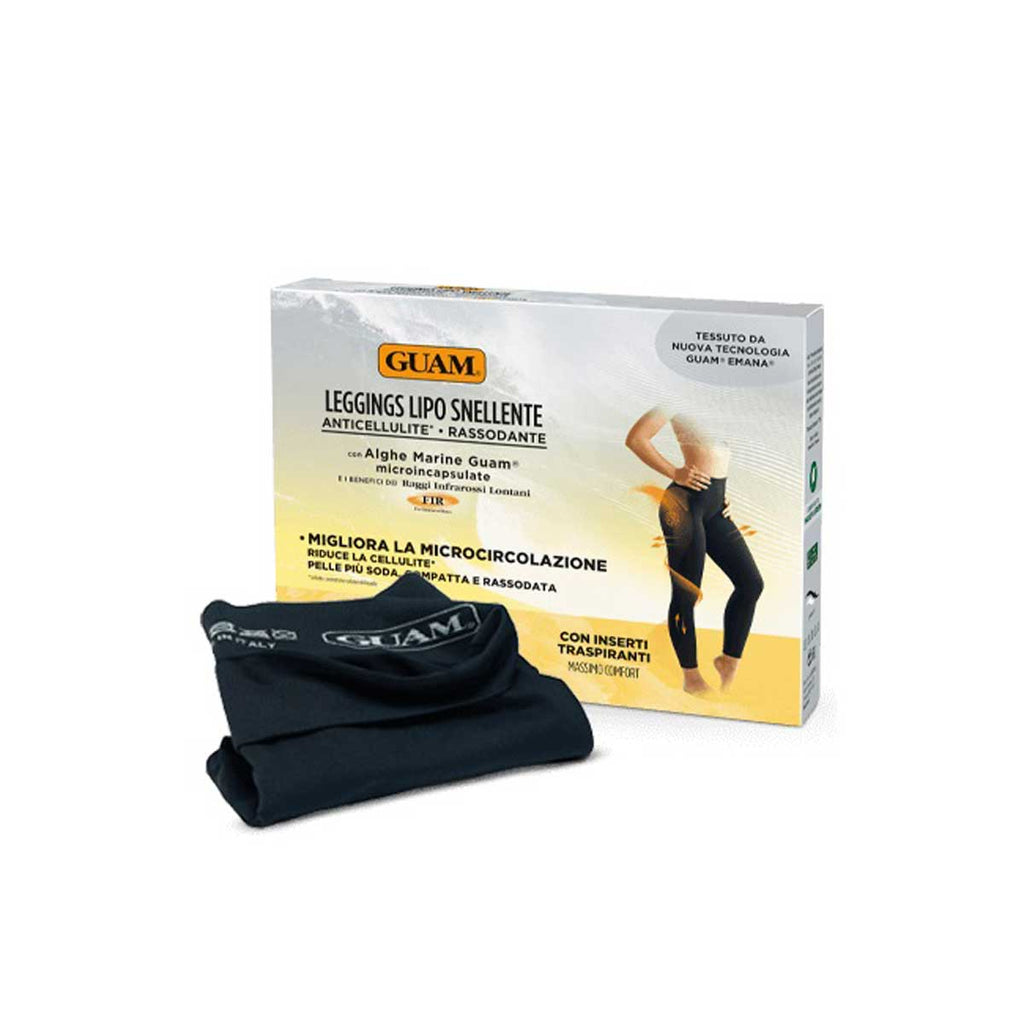 Black compression leggings with packaging on a white background