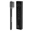 Marvis black toothbrush with matching bristles and protective travel cover